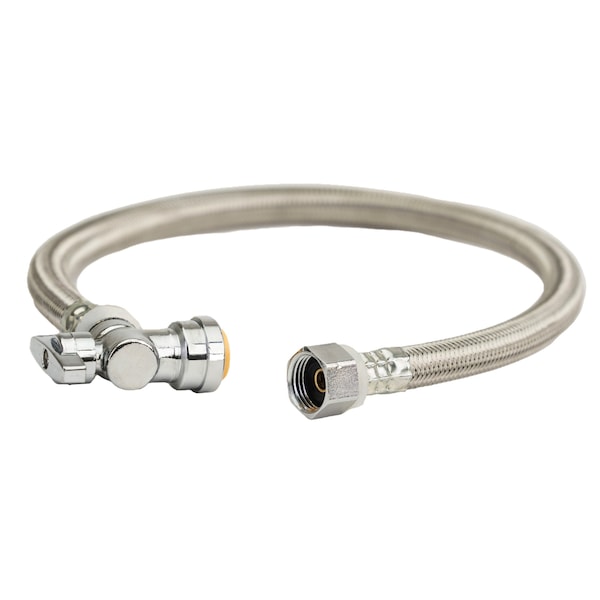 Quickfitting 1/2in Push-to-Connect Angle Valve x 1/2in FIP x 24in Length Faucet Connector Hose LF747AR - main